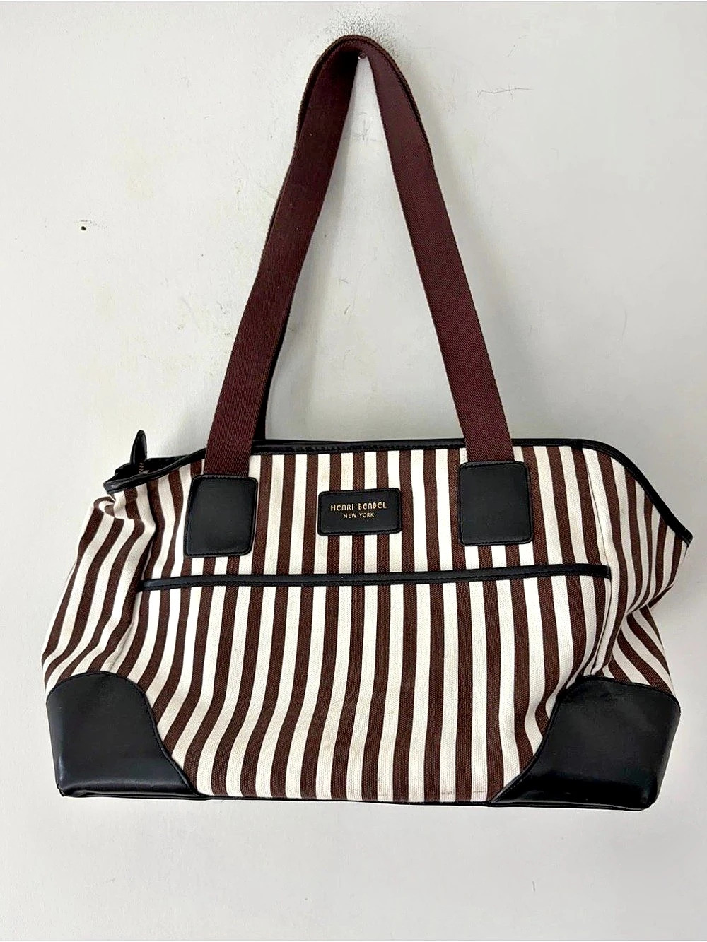 Henry Bendel Striped Tote in Brown & White